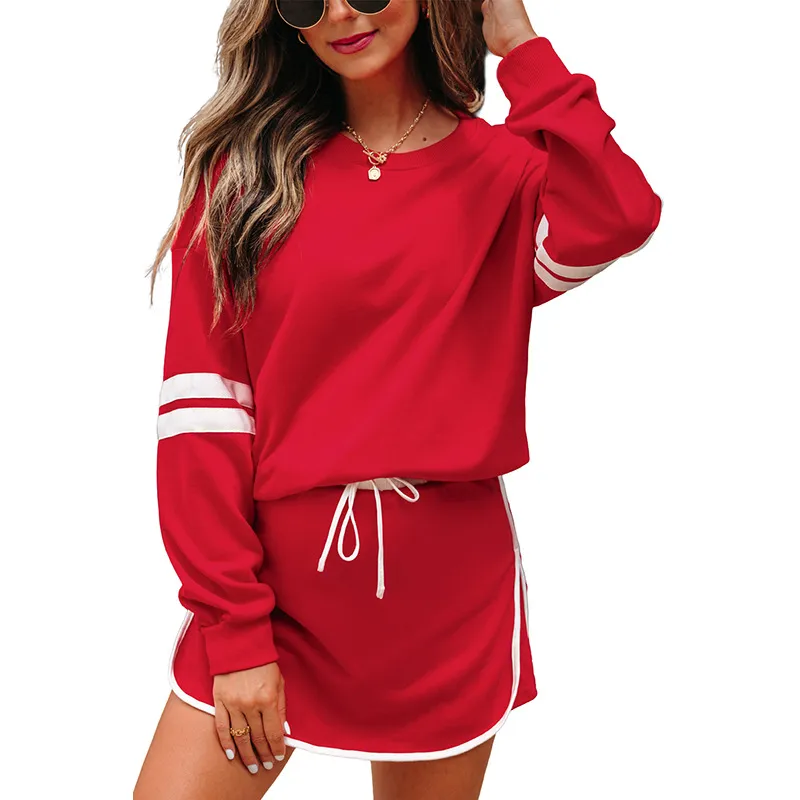Loose Long Sleeve Women's Versatile Printed Dress Two-piece Set - Lc631312P3