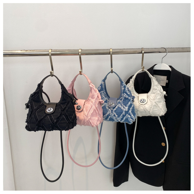 Title 8, Dames denim one shoulder cross body crescent ba...