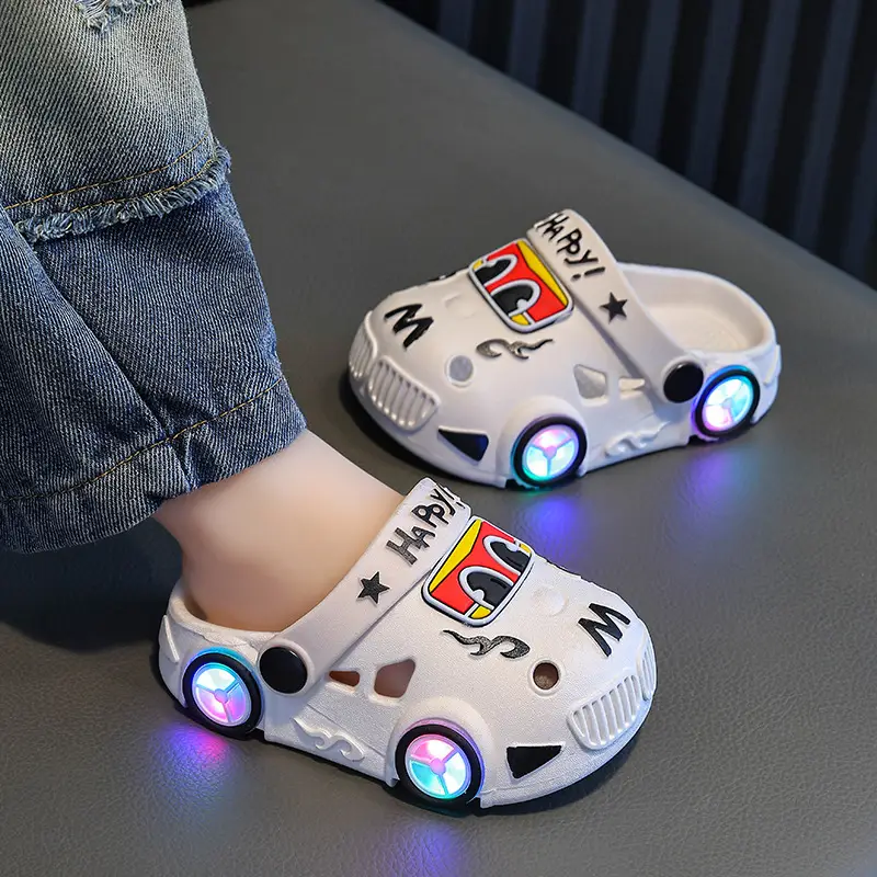 Childrens Car-Shaped Glowing Non-Slip Soft-Soled Slippers