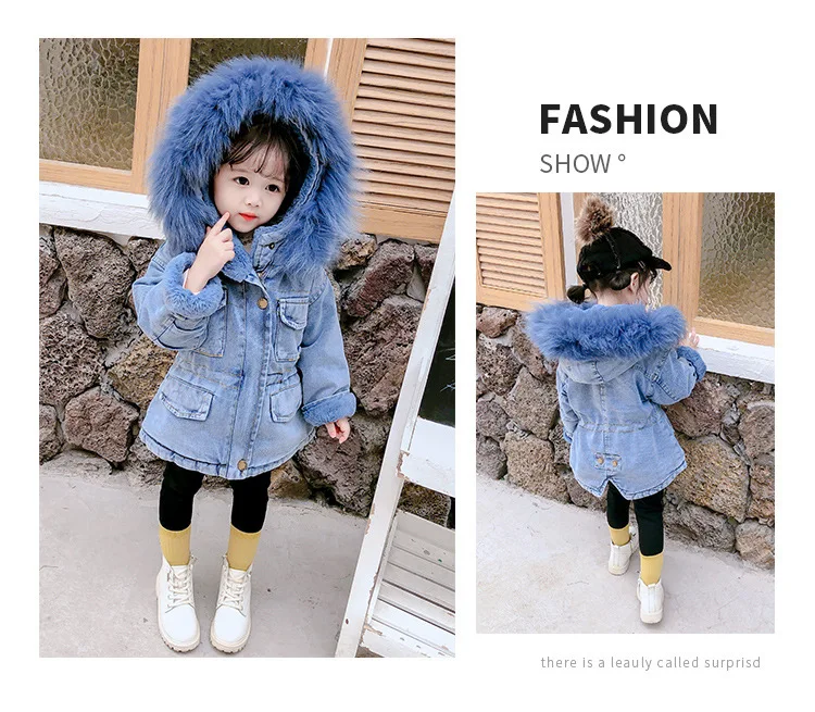 Title 24, Girls denim plus velvet jacket autumn and wint...