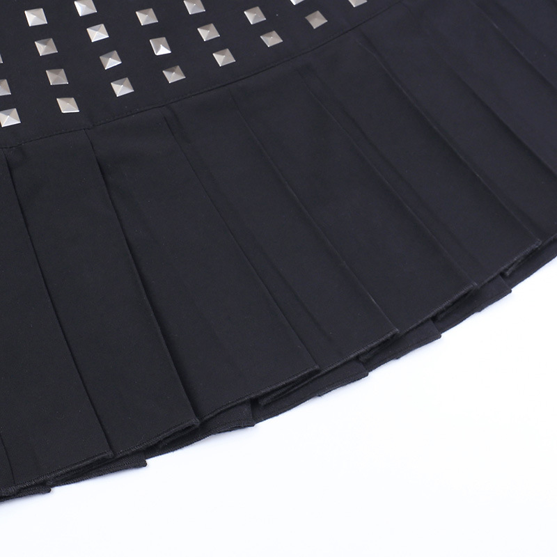 Title 17, Trendy Studded High Stretch Black Pleated Skirt...