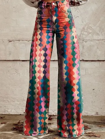 Thin Faux Denim Wide leg Pants Awp1A242511A - Shop at LoveMi