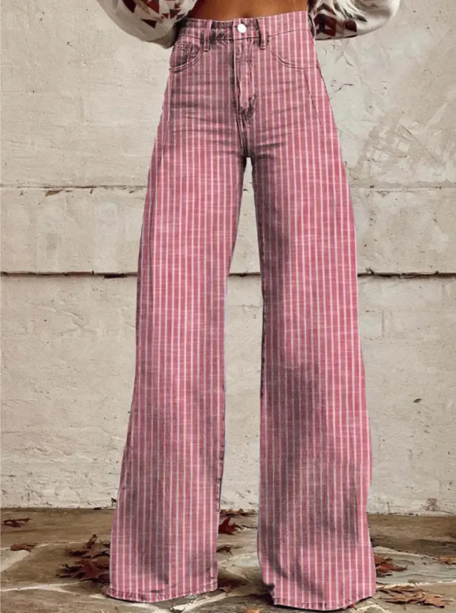 Women's Casual Pants Thin Imitation Jeans Wide Leg Ttw4 M - Shop at LoveMi