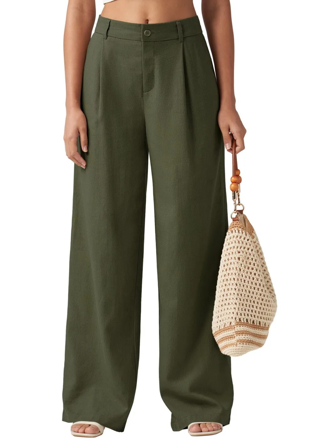 Loose Casual And Comfortable Pocket Straight-leg Pants - Army Green