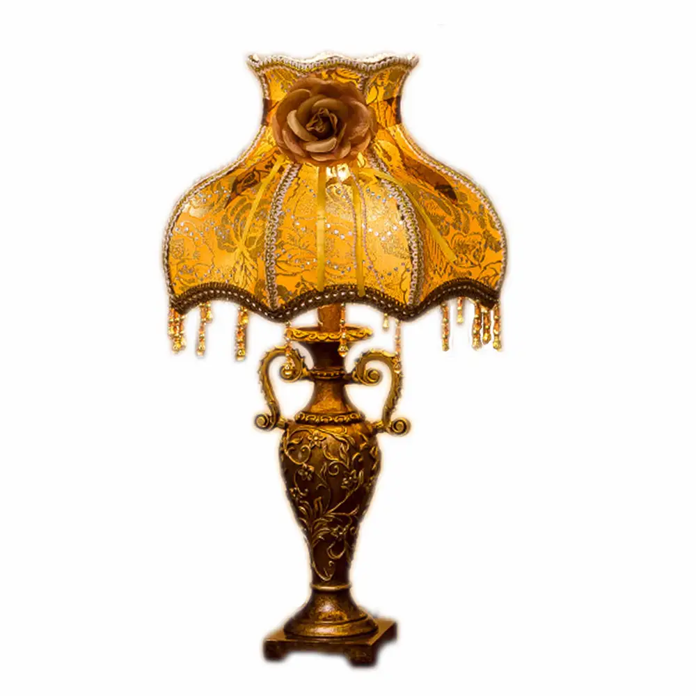 European Retro Table Lamp Bedroom Wedding American Fabric