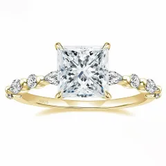 Square Zircon Princess Cut Diamond Ring - Gold - View 1