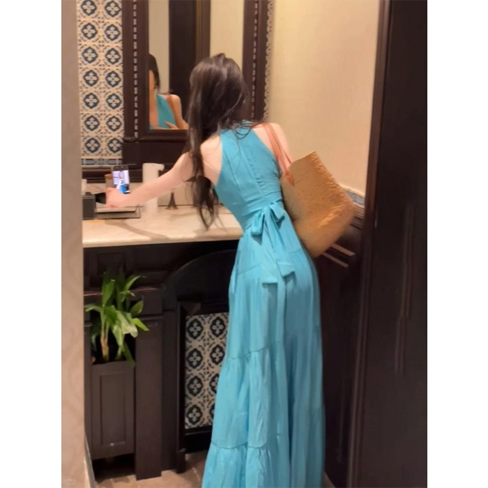 Womens Slim-Fit Halter Slip Dress