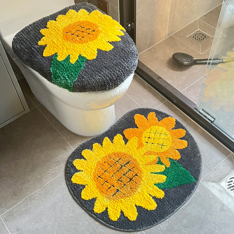 Plush Floor Mat Smart Ordinary Toilet Mat Suit