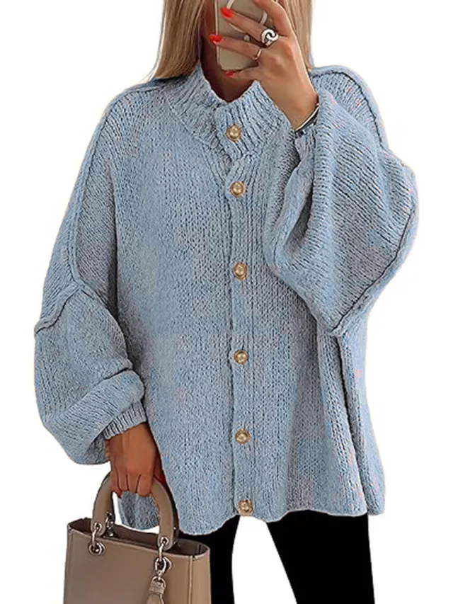 Autumn And Winter College Style Lazy Knitted Women's Blue - Shop at LoveMi