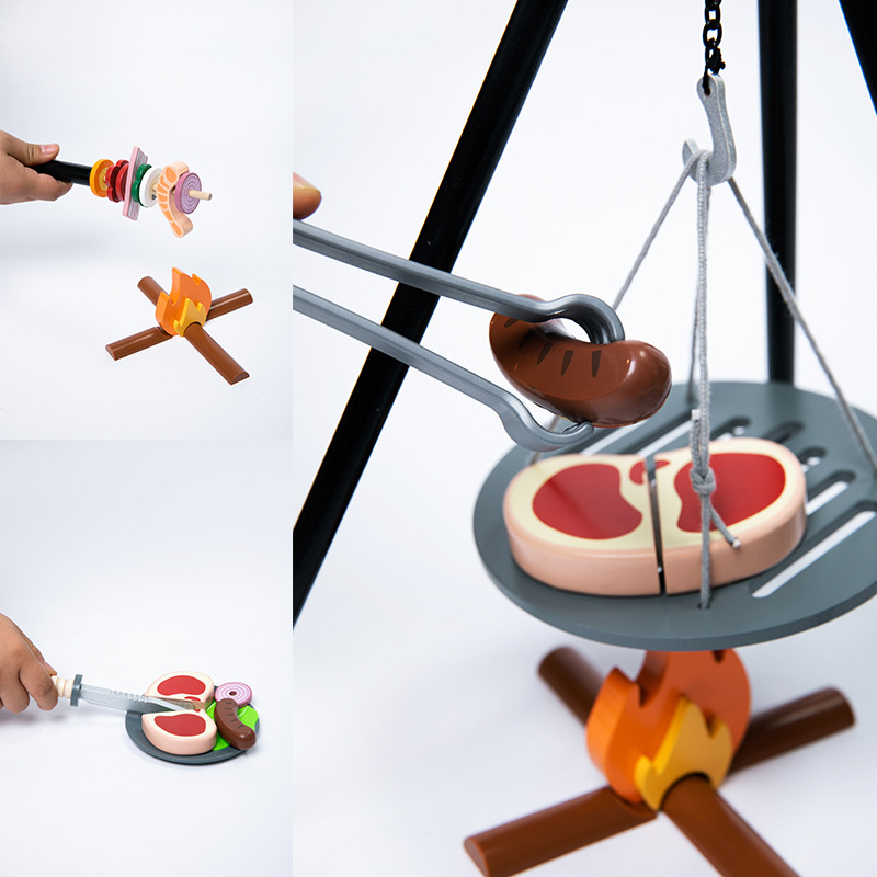 Wooden Camping BBQ Toy Childrens Pretend Kitchen Playset — foto 4