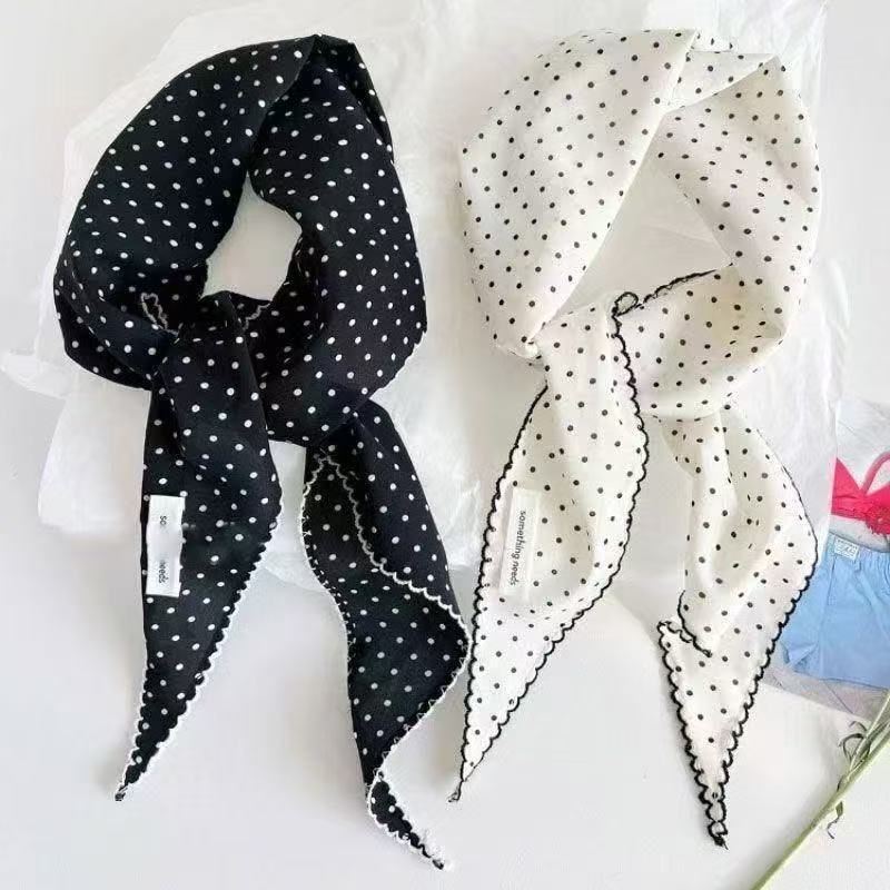 Women’s Korean-style Polka Dot Scarf Triangular Binder Lace-up Waist Decorative Summer