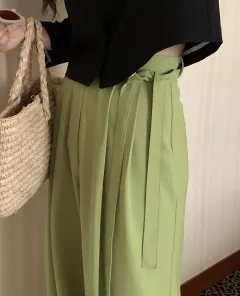 New Wide-leg Pants Women's High Waist Drooping Suit Pants Loose - Dark Green - View 1