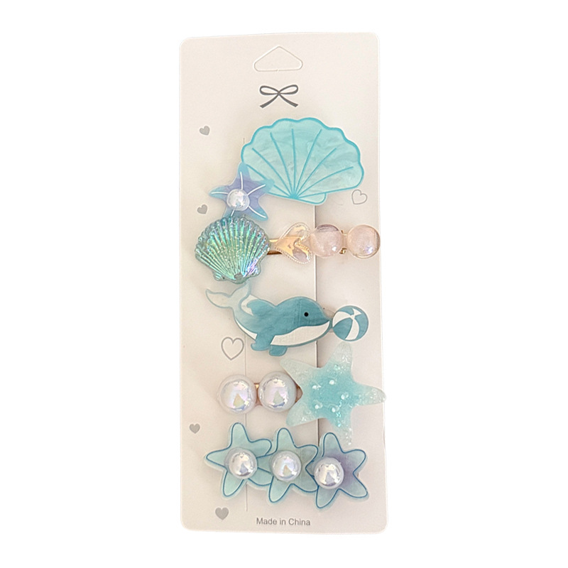Beach Resort Style Acrylic Shell Conch Hair Clip Set 4