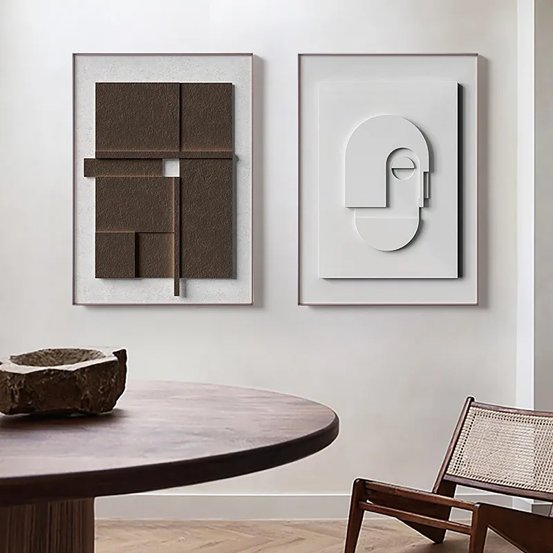 Three-dimensional Abstract Silent Style Geometric Morandi Hanging Painting – image 2