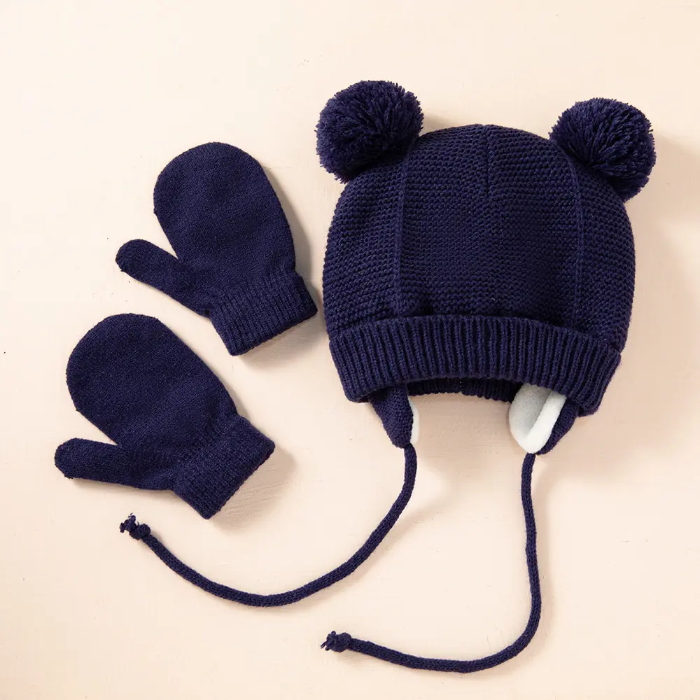 Children's Braid Hat Gloves Warm Ear Protection