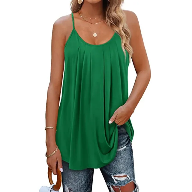 Women's Casual Summer Pleated Round Neck Keyhole Loose Top Green - Shop at LoveMi