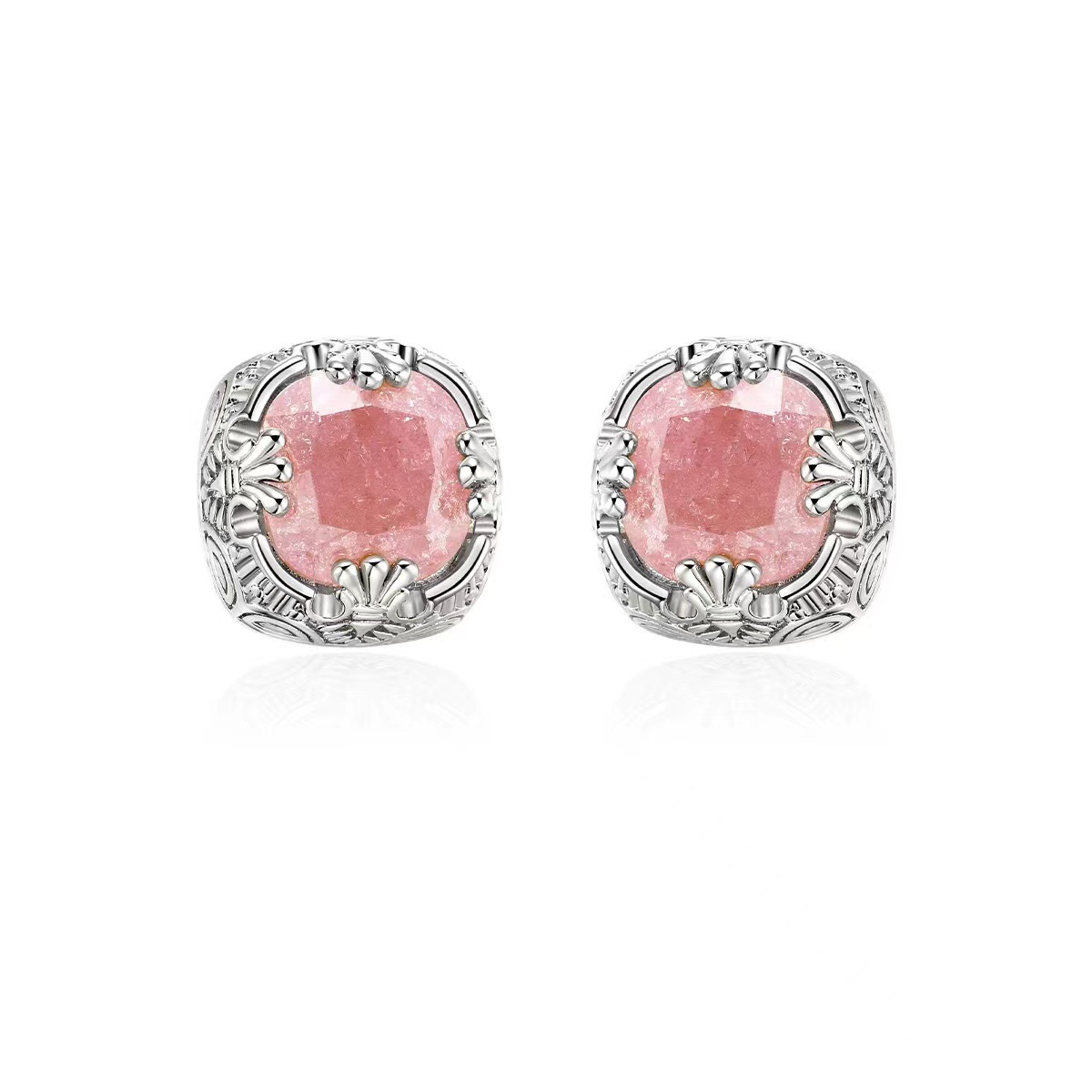 Retro Frosted Blossom Zircon Gilding Female Minority Design Earrings