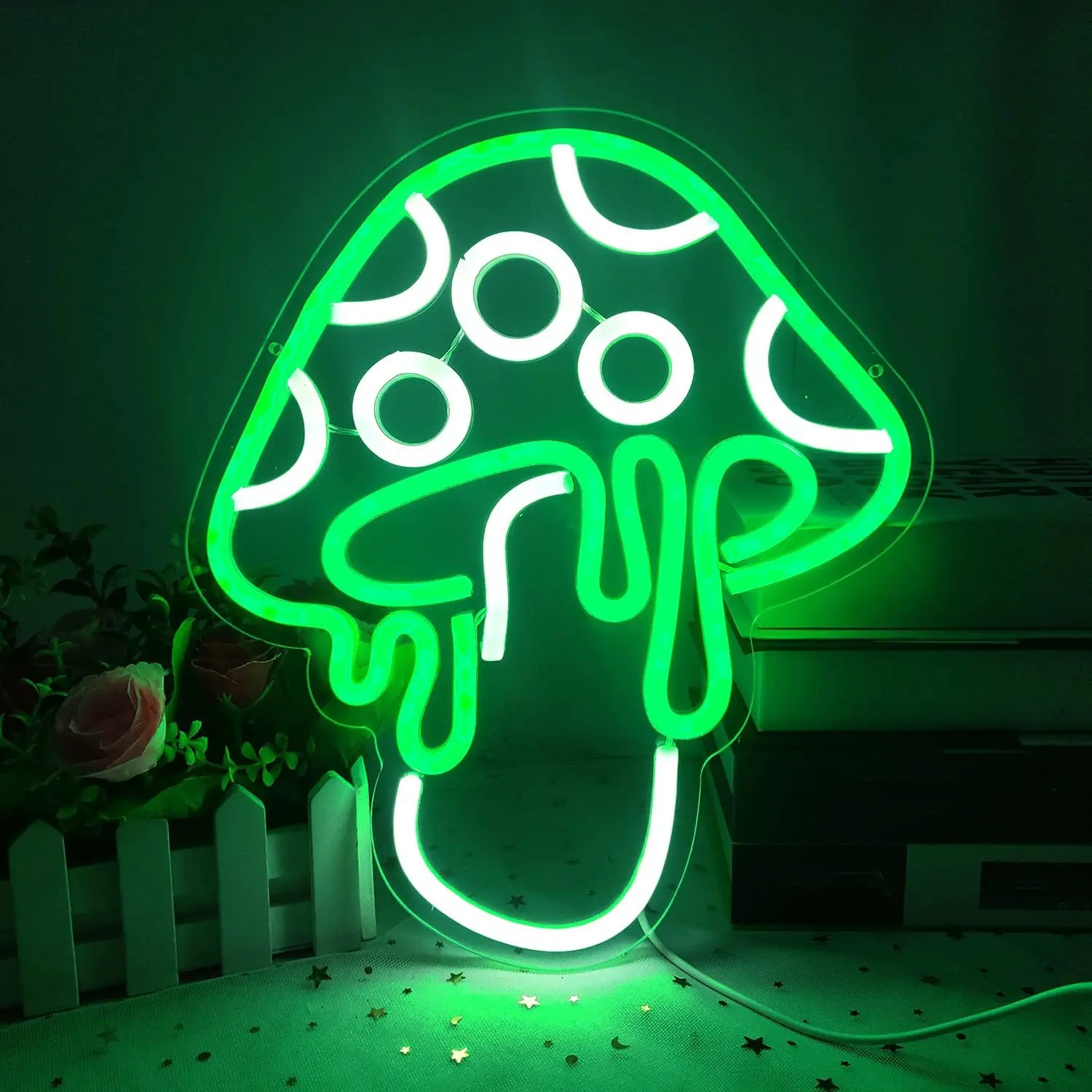 Led Neon Backboard Green Mushroom Transparent Acrylic