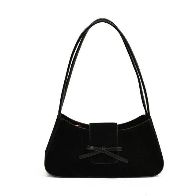 High end, Solid color, Niche design, Textured, Fashionable, Commuter style Women's Shoulder Bag Black - Shop at LoveMi