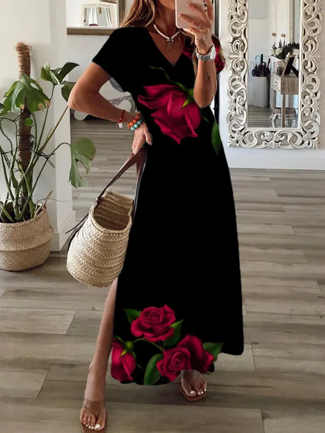 Women's V neck Casual Fashion Dress Bj52 123464444 M - Shop at LoveMi