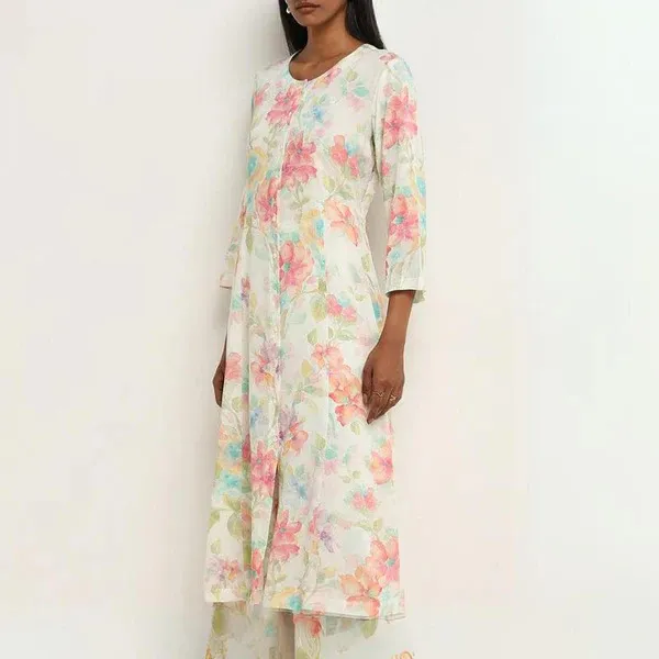 Women's Individual Casual Printed Shirt - White Flower