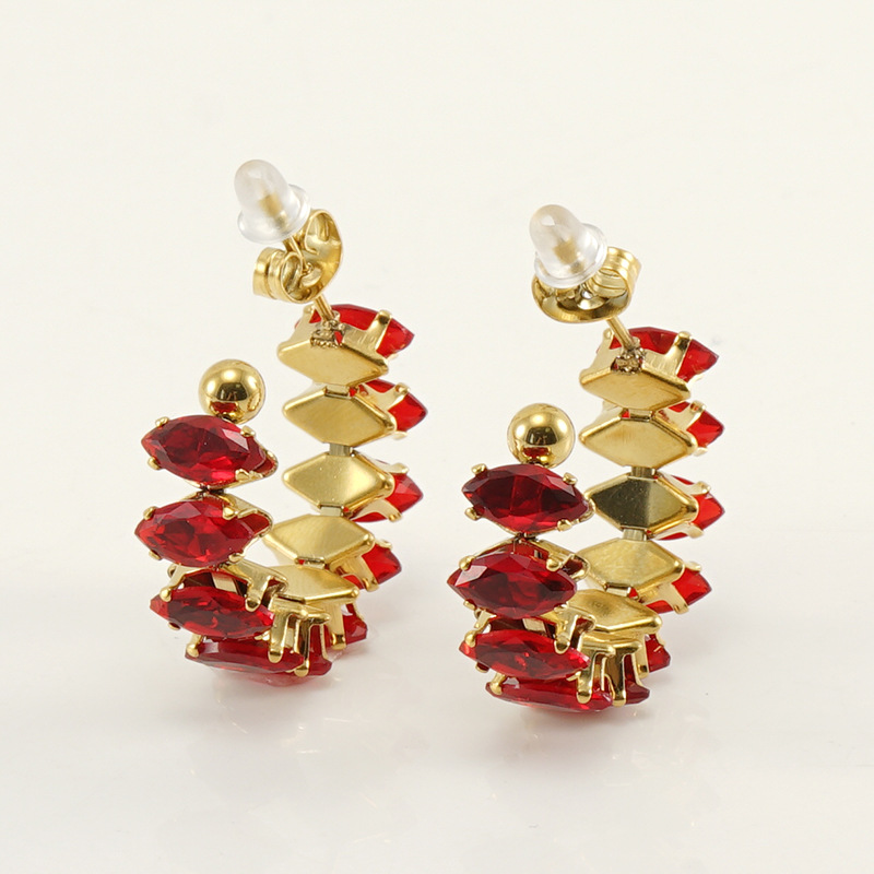 Stainless Steel Rhinestone Earrings Ear Ring European And American Women
