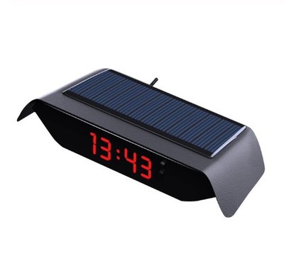 Solar Luminous Car Clock Car High-precision Electronic Watch Car Electronic Clock Wiring Free With Car Start