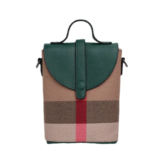 Women's Graceful And Fashionable Leather Plaid Crossbody Shoulder Bag Green - Shop at LoveMi