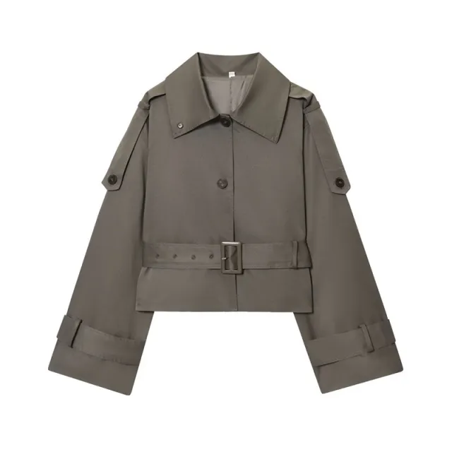 Women's Stand Collar Lapel Trench Coat Long Sleeve Coat Tan - Shop at LoveMi