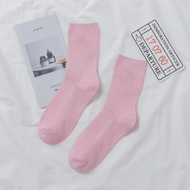 Street Female Fashion Long Thin And All matching Purple Bunching Socks Pink - Shop at LoveMi