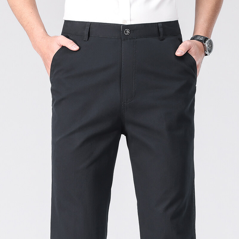 Men's Long PantsCotton Dress Trousers Loose Straight Leg