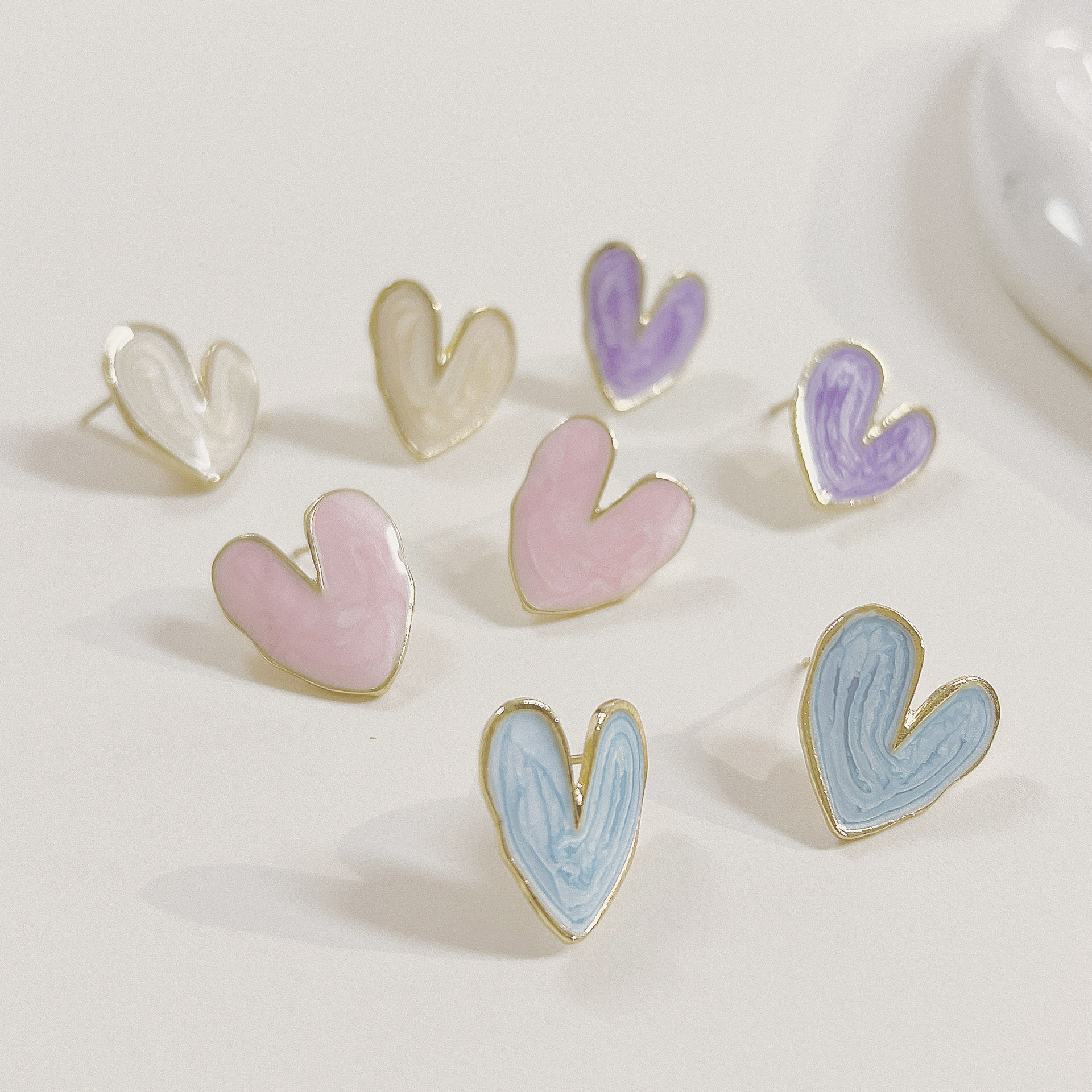 Love Heart Simplicity Retro Dripping Stud Earrings