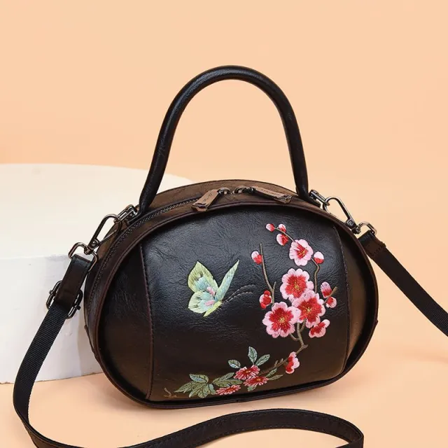 All match Embroidered Handbag Fashion Temperamental Mother Shoulder Messenger Bag Black - Shop at LoveMi
