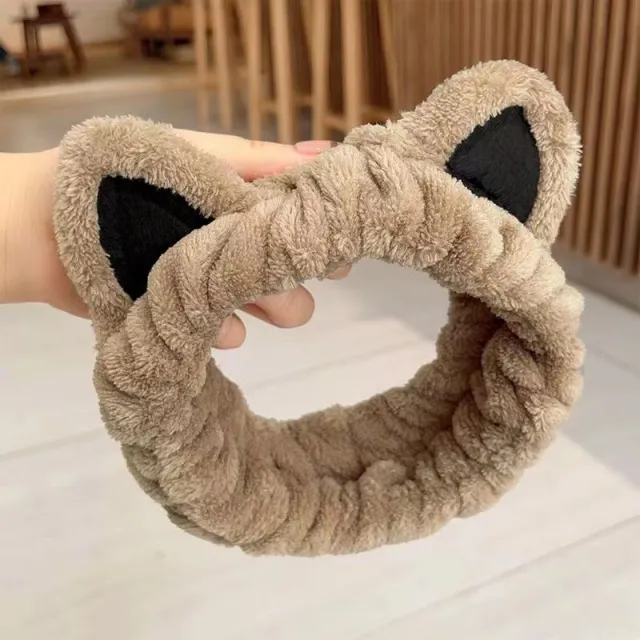 Cat Ears Headband Women's Face Wash Mask Headband Dark Coffee Color - Shop at LoveMi