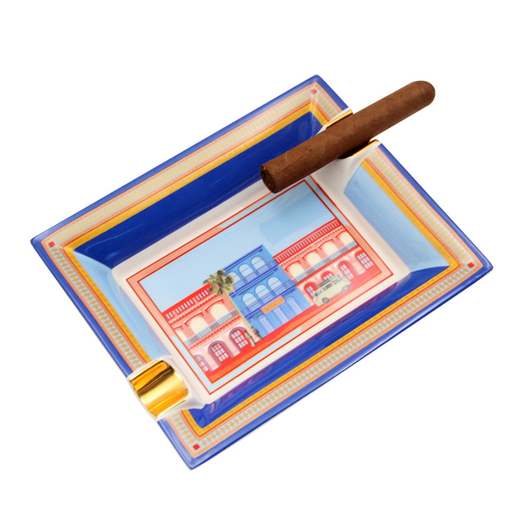 Fashion Creative Large Capacity Square Painted Ceramic Cigar Ashtray - Image 4