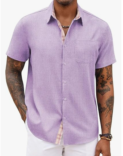 Loose-fitting Solid-color Linen Shirt For Men 13