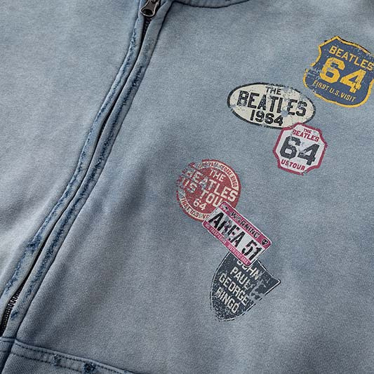American-style Vintage DIY Badge-printed Washed-and-distressed Jacket