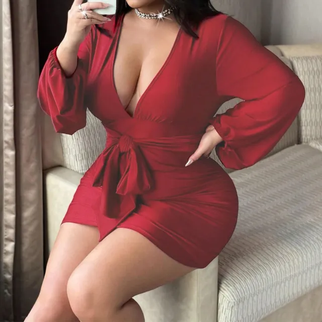 V neck Summer High waisted Sheath Cocktail Dress Red - Shop at LoveMi