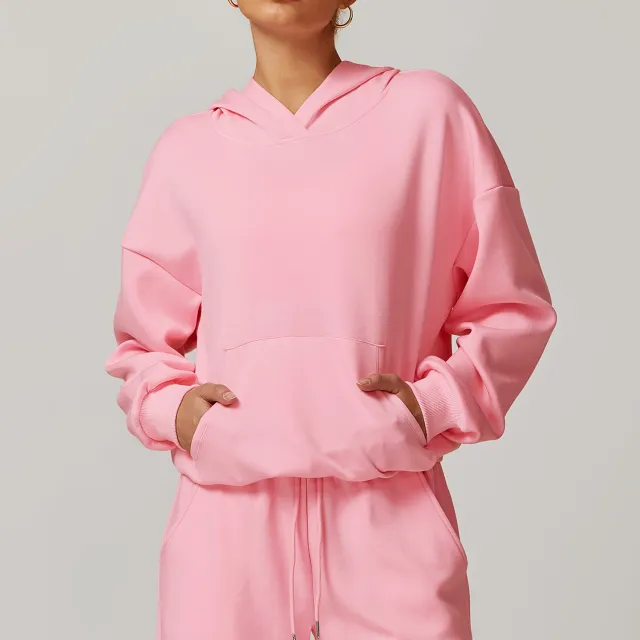 Hooded Sweatshirt Long Sleeve Women's Break Easy Matching Coat Cherry Blossom Powder - Shop at LoveMi