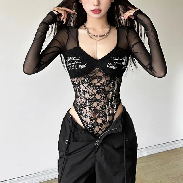 Sexy And Stylish Solid color Bodysuit Black - Shop at LoveMi