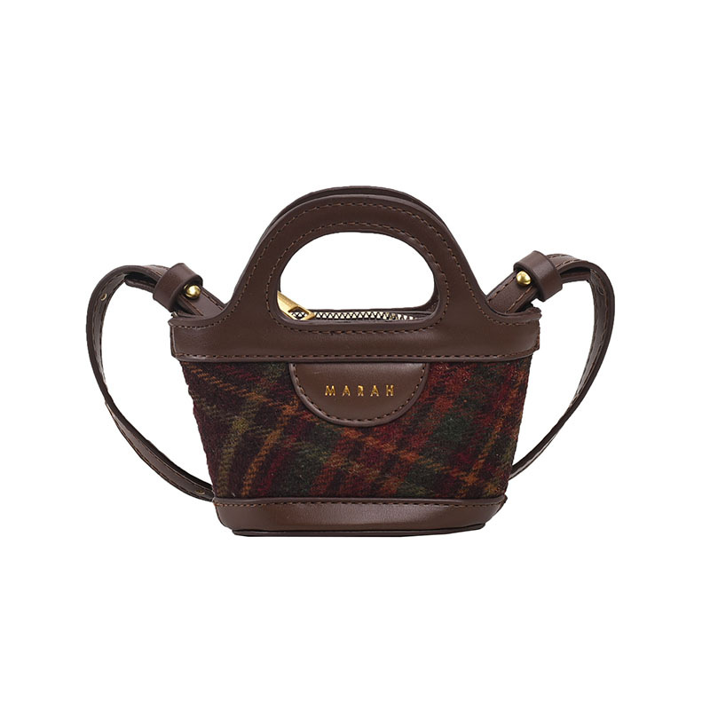 Korean-style Patchwork Fashion Plaid Niche Mini Tote Crossbody Bag