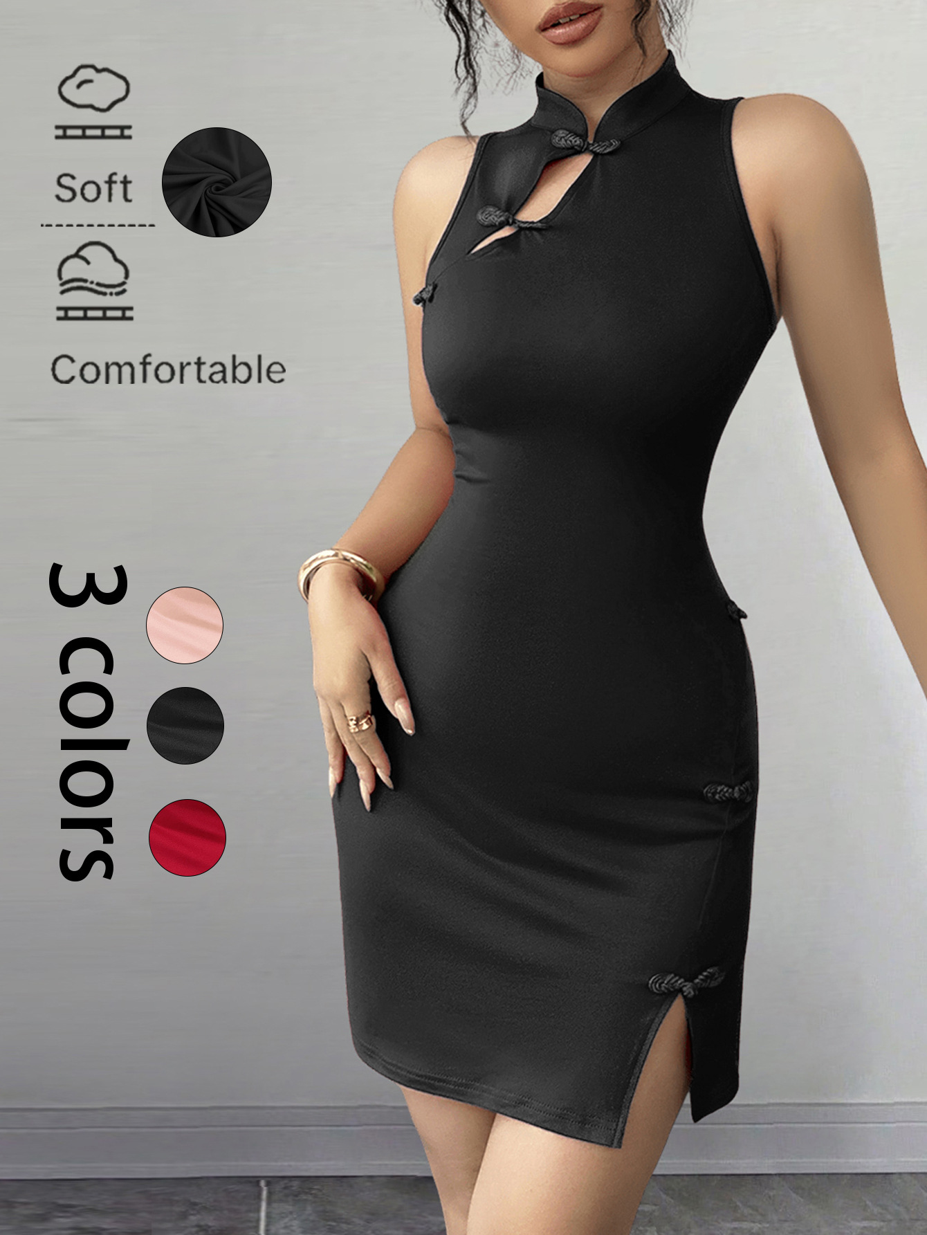 Womens Elegant Figure-flattering Modernized Cheongsam Dress — photo 1