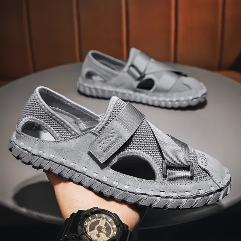 Summer Hollow Men's Soft Bottom Beach Shoes Breathable Mesh
