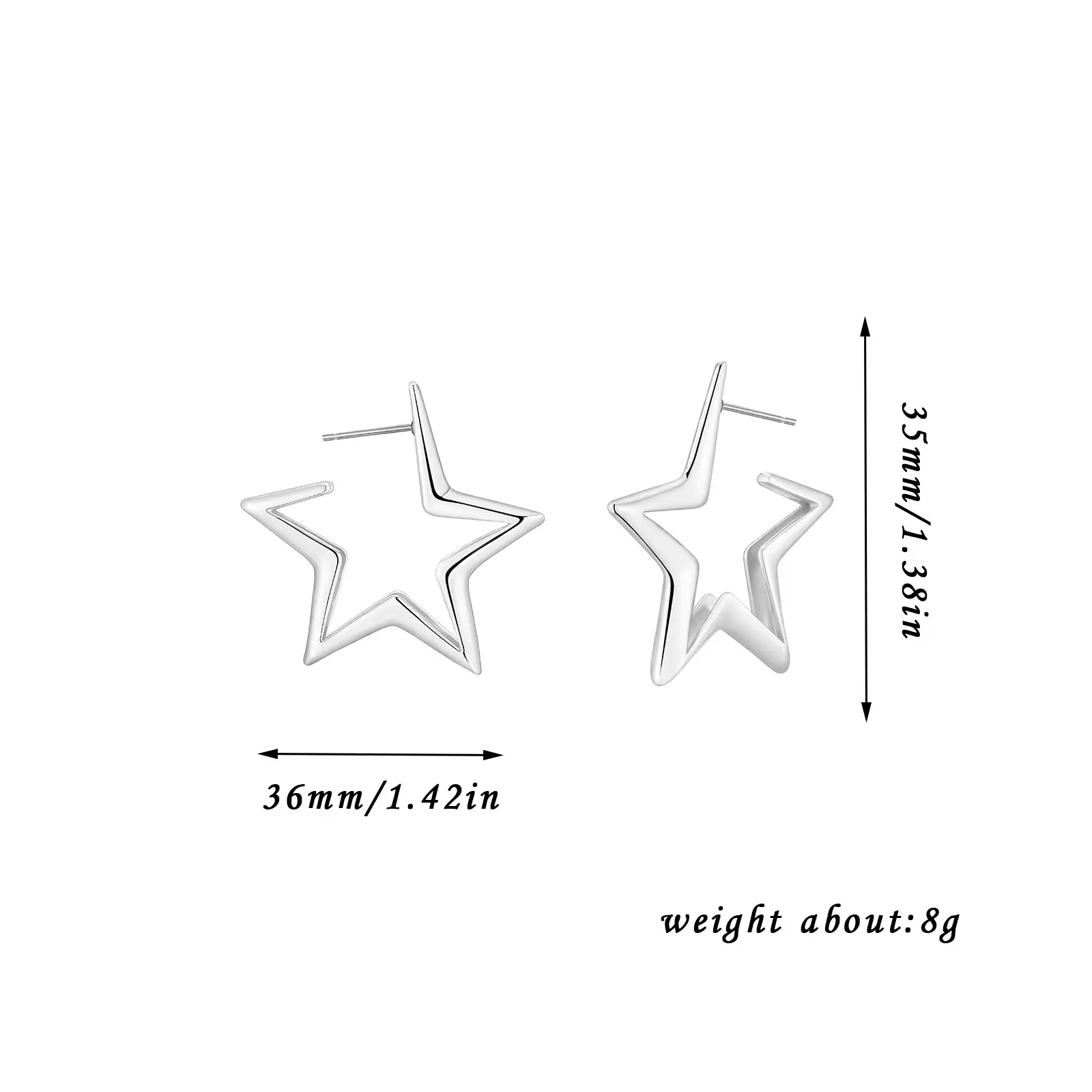 European And American Geometric Exaggerated Brass Earrings Five-pointed Star