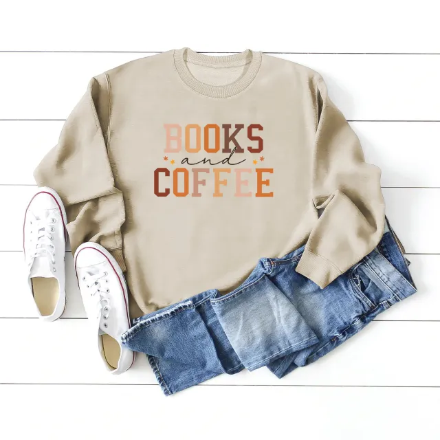 European And American Round Neck Sweater Women's Printing Stylish All matching Sand Color S - Shop at LoveMi