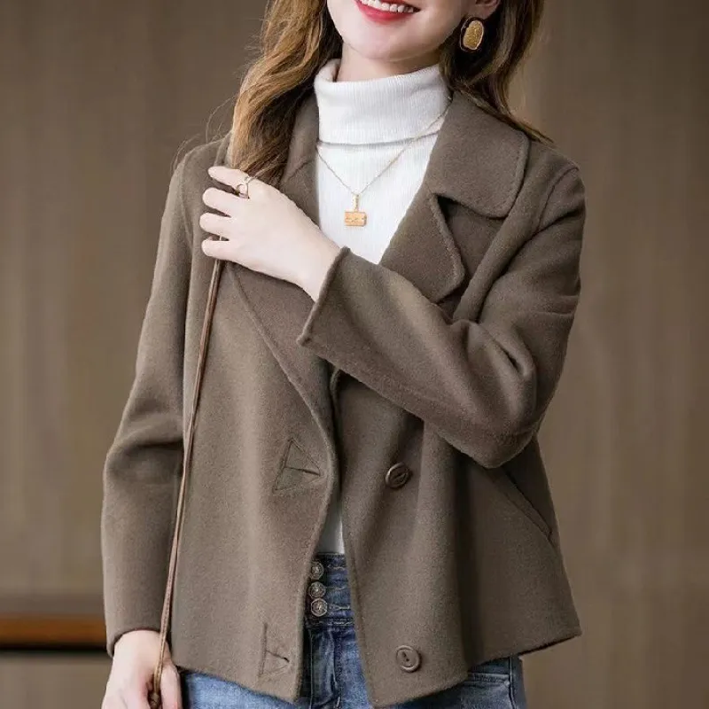 Fashion Personality Female Short Woolen Coat - Linen-Xl