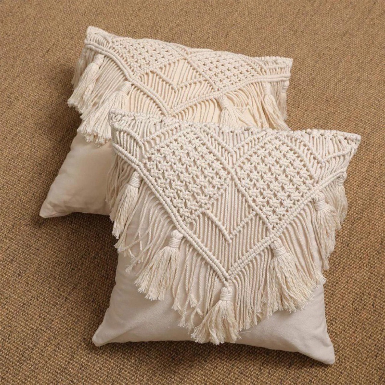 Cotton Rope Woven Tassel Sofa Cushion Cover