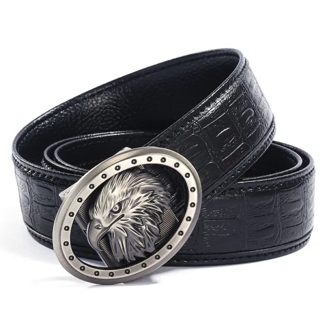 Men's Leather Belt Leather Belt Alloy Automatic Buckle Young And Middle aged Casual Korean Style Eagle Style - Shop at LoveMi