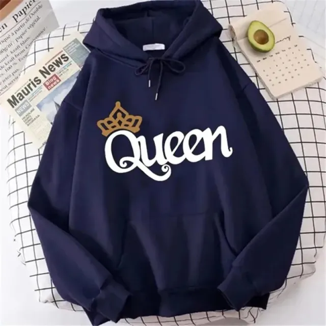 QUEEN Print Hoodies Fleece Hooded Sweatshir Navybai - Shop at LoveMi
