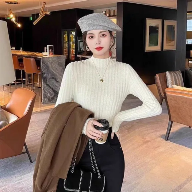 Mink Sweater Inner Thickened Bottoming Shirt For Women Apricot - Shop at LoveMi